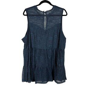Torrid Dark Blue Lined Lace Tank Top Blouse Women's Plus Size 3X